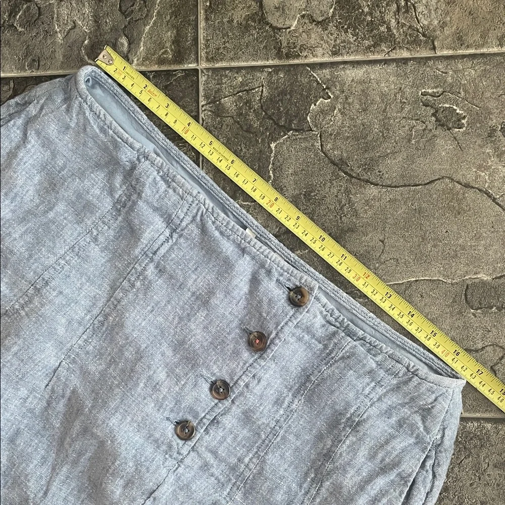 100% Linen WHITE STUFF Women's Light Blue Button-Front Skirt Preppy Coastal - Picture 9 of 9